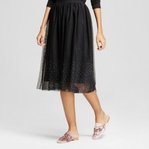 Black Tulle Midi Skirt